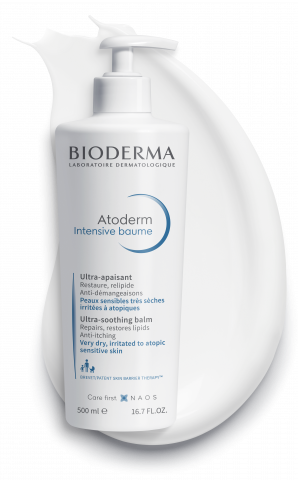 BIODERMA product photo, Atoderm Intensive Balm 500ml, face and body moisturizing care for very dry sensitive skin, prone to atopy