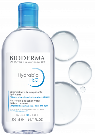 BIODERMA photo produit, Hydrabio H2O 500ml, nettoyant démaquillant, eau micellaire pour peau sensible déshydratée