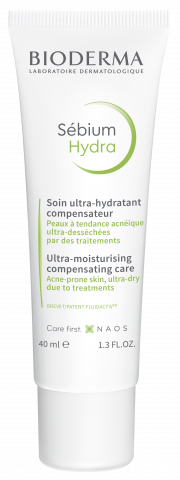 BIODERMA photo produit, Sebium Hydra 40ml, soin hydratant pour peaux grasses desséchées par un traitement dermatologique