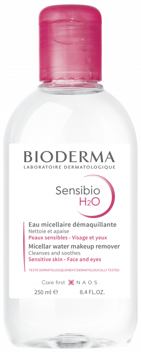 BIODERMA photo produit, Sensibio H2O 250ml, nettoyant démaquillant, eau micellaire pour peau sensible